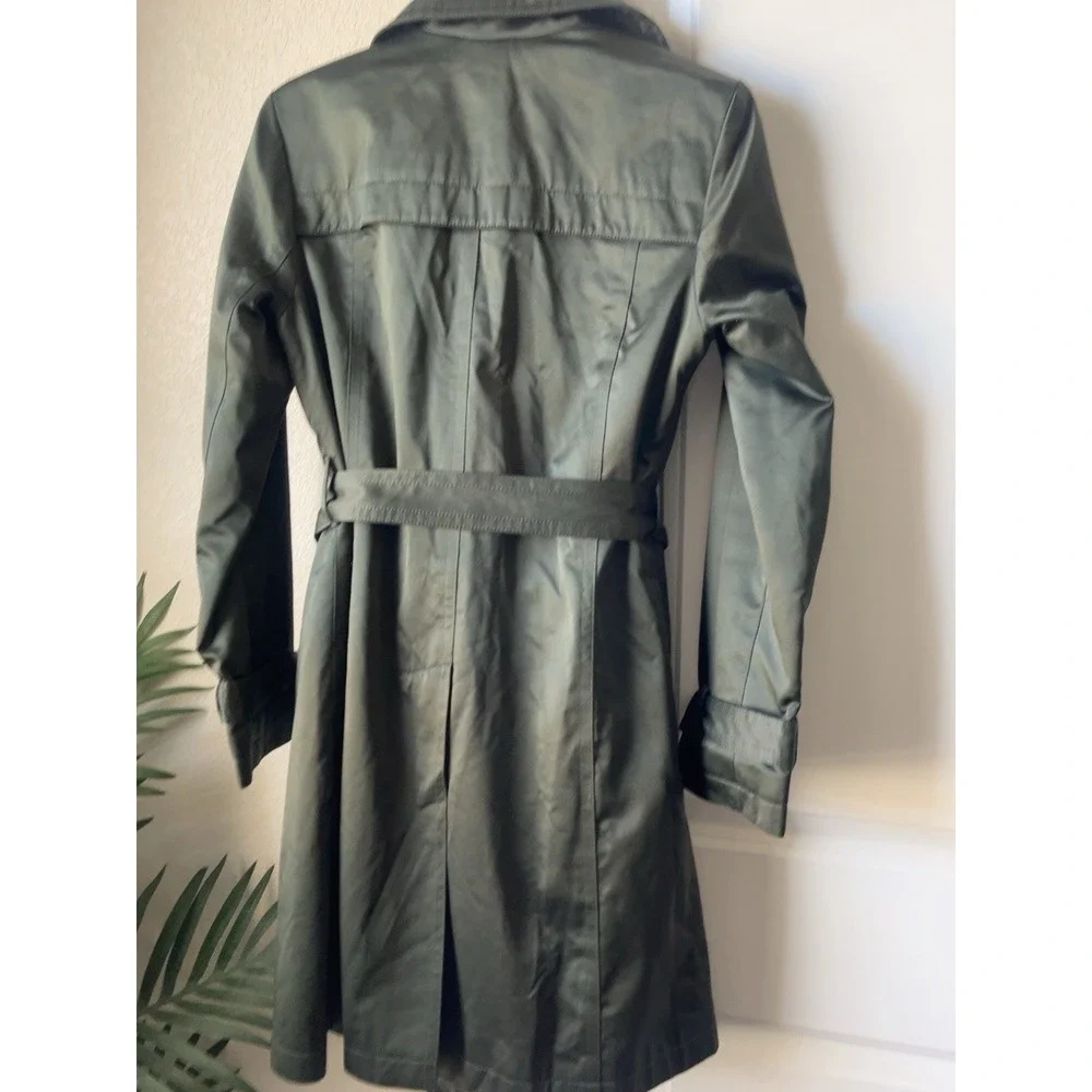 MICHAEL Michael Kors Trench Coat XS Olive Green Belted Double Breasted